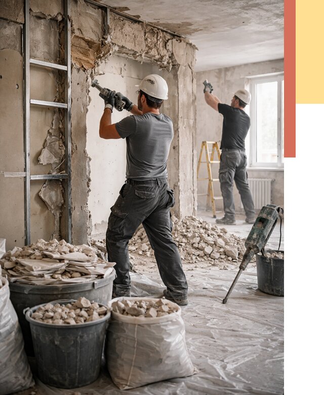 Демонтажные работы в Новокуйбышевске от 2765 руб. — услуги и цена под ключ | ОТДЕЛОЧНИК-Нвб