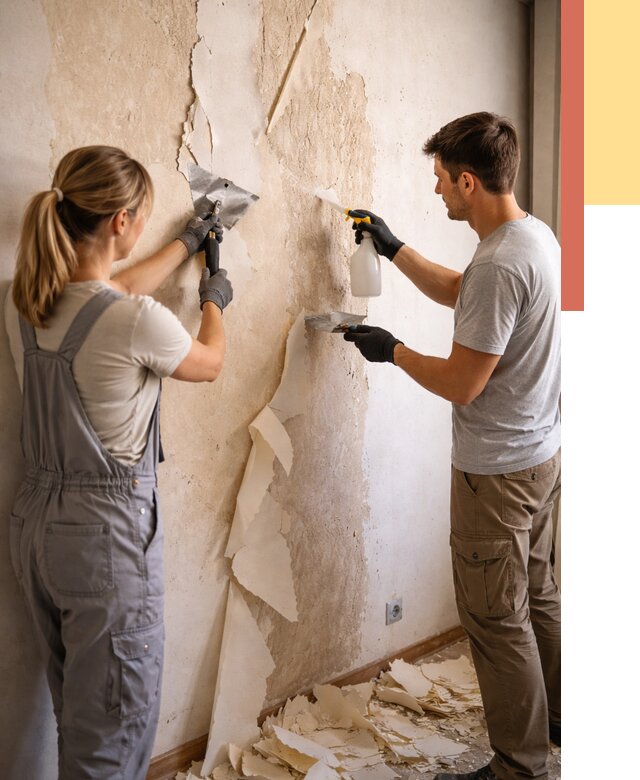 Снятие старых обоев в Новокуйбышевске от 5377 руб. под ключ недорого | ОТДЕЛОЧНИК-Нвб