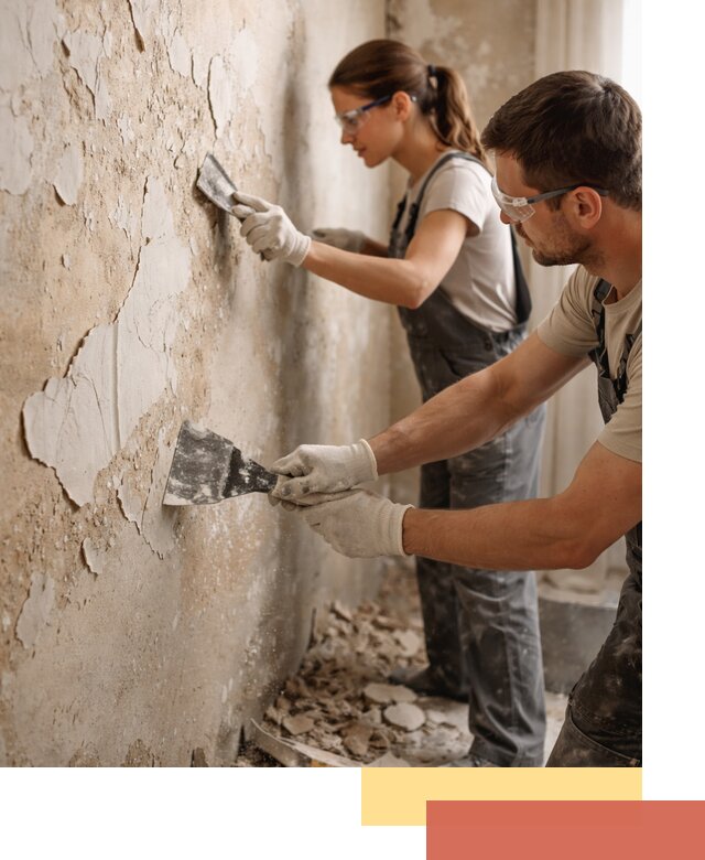 Снятие старой шпаклевки и подготовка поверхностей в Новокуйбышевске