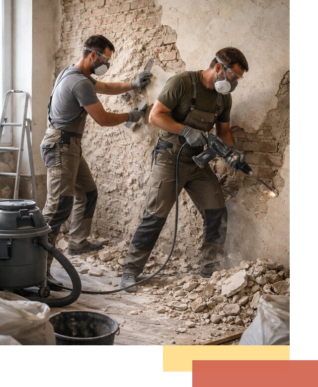 Демонтаж штукатурки со стен в Новокуйбышевске быстро и аккуратно