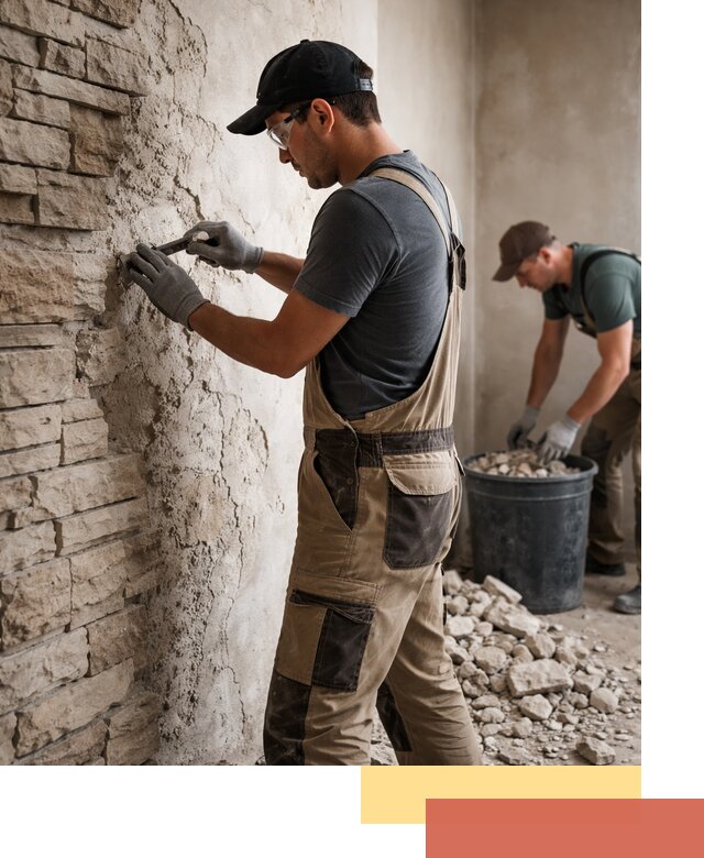 Демонтаж декоративного камня в Новокуйбышевске профессионально и безопасно