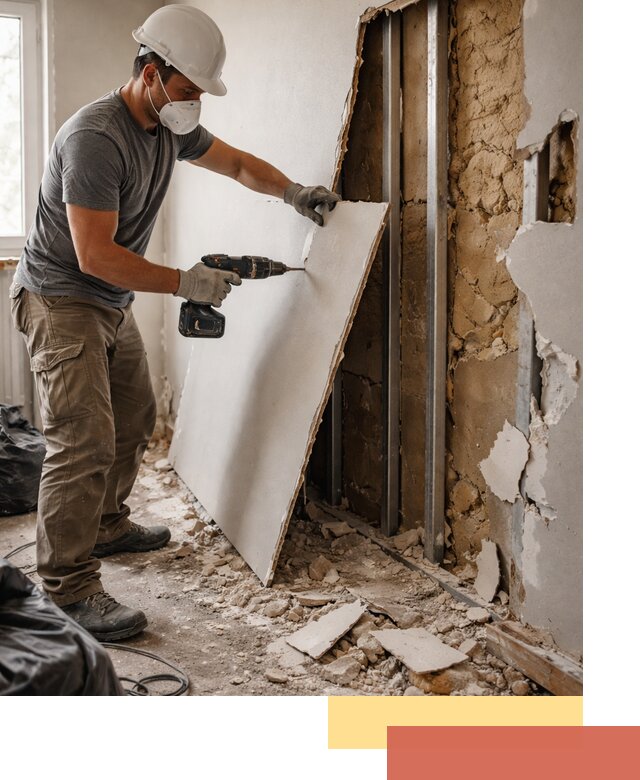 Демонтаж гипсокартона со стен в Новокуйбышевске качественно и быстро