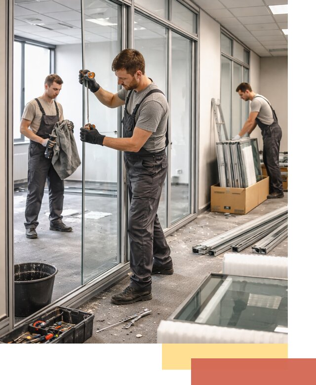 Демонтаж стеклянных перегородок в Новокуйбышевске быстро и безопасно