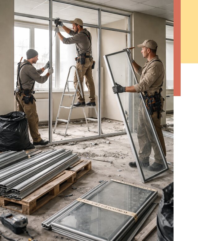 Демонтаж алюминиевых перегородок в Новокуйбышевске от 4302 руб. — быстро и недорого | ОТДЕЛОЧНИК-Нвб