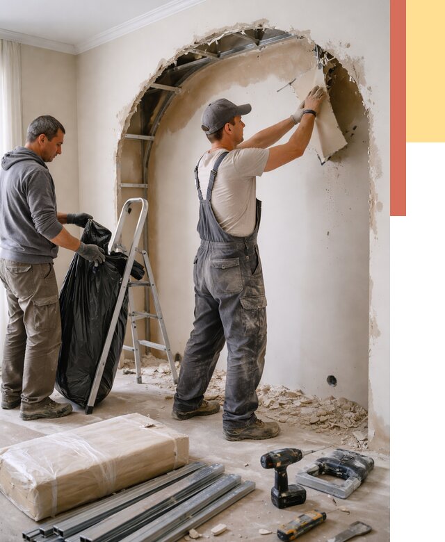 Демонтаж арки из гипсокартона в Новокуйбышевске от 3585 руб. — услуги под ключ | ОТДЕЛОЧНИК-Нвб