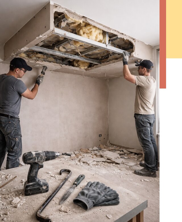 Демонтаж короба из гипсокартона в Новокуйбышевске от 1557 руб. — быстро и недорого | ОТДЕЛОЧНИК-Нвб