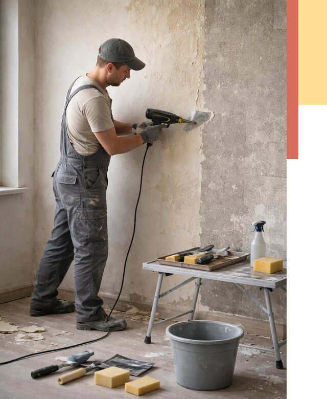 Очистка стен от клея в Новокуйбышевске от 1895 руб. — снятие и удаление клея со стен | ОТДЕЛОЧНИК-Нвб