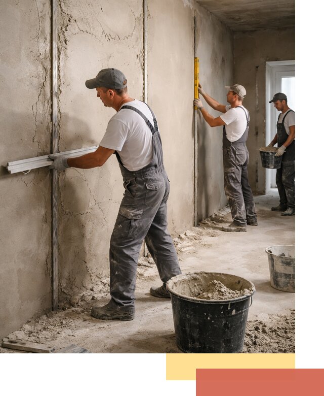 Штукатурка стен по маякам в Новокуйбышевске — точная и ровная поверхность