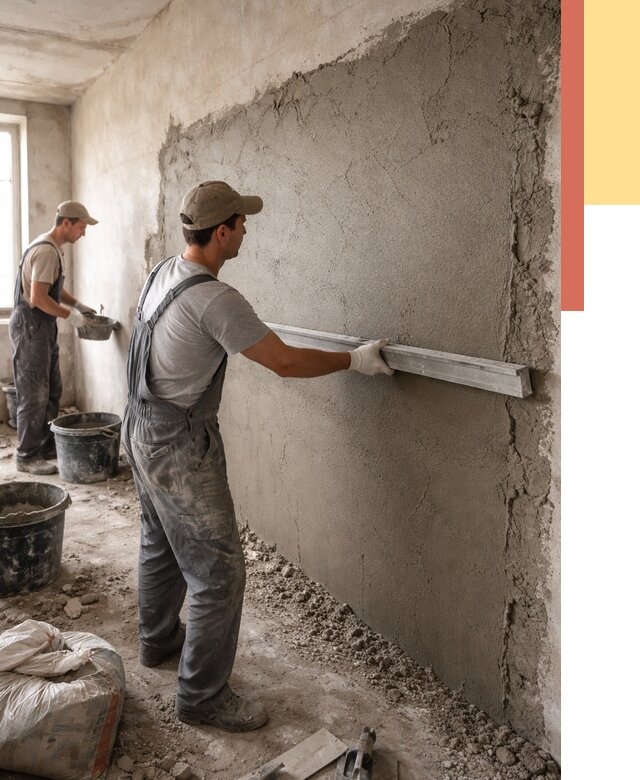 Цементная штукатурка стен в Новокуйбышевске от 4609 руб/м2 — быстро и недорого | ОТДЕЛОЧНИК-Нвб