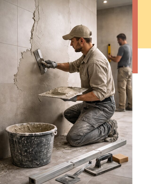 Штукатурка стен в ванной в Новокуйбышевске от 4609 руб./м² — выравнивание под ключ | ОТДЕЛОЧНИК-Нвб