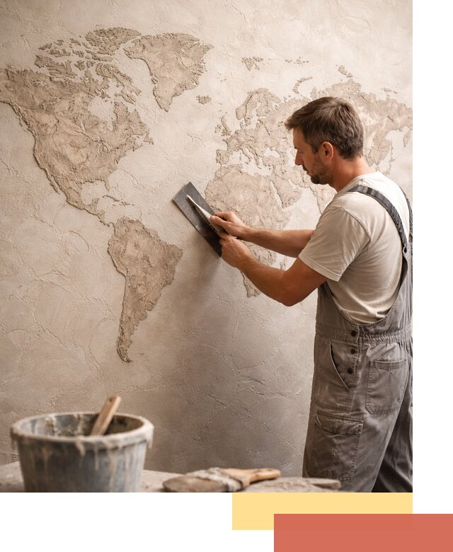 Декоративная штукатурка «Карта мира» под ключ в Новокуйбышевске