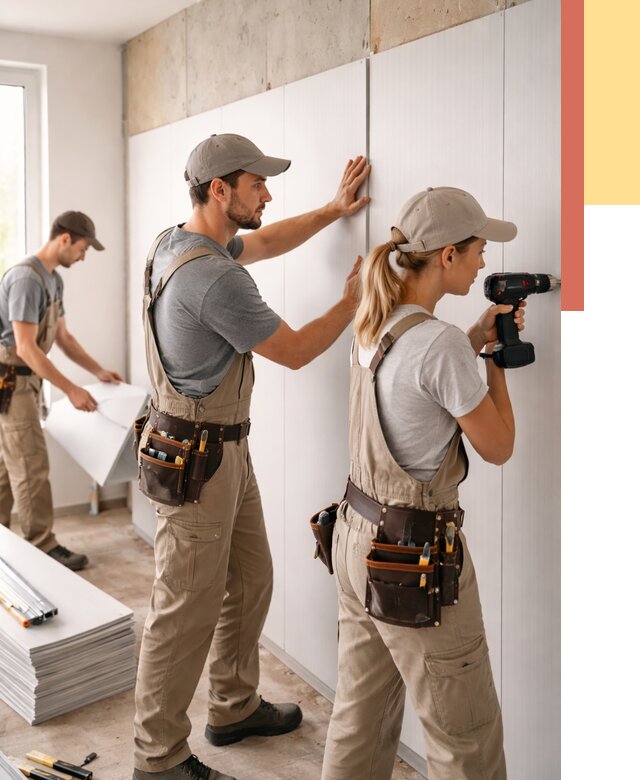 Монтаж ПВХ панелей на стены в Новокуйбышевске от 461 руб/м2 — быстро и недорого | ОТДЕЛОЧНИК-Нвб