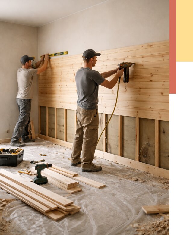 Монтаж деревянной вагонки на стены в Новокуйбышевске от 7682 руб. | Услуги монтажа вагонки | ОТДЕЛОЧНИК-Нвб