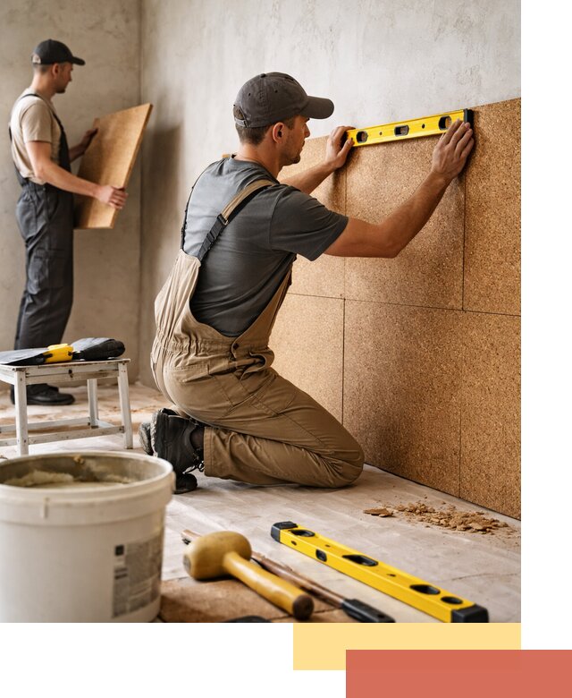 Монтаж пробковых панелей на стены в Новокуйбышевске быстро и качественно