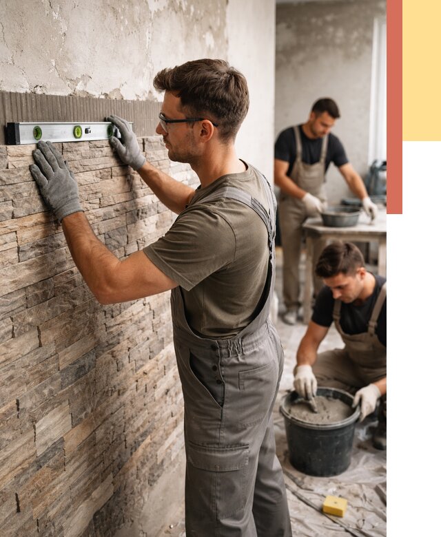 Монтаж искусственного камня в Новокуйбышевске от 4609 руб. под ключ | ОТДЕЛОЧНИК-Нвб