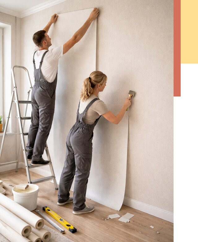 Поклейка флизелиновых обоев в Новокуйбышевске от 6145 руб. | Быстро и недорого — ОТДЕЛОЧНИК-Нвб