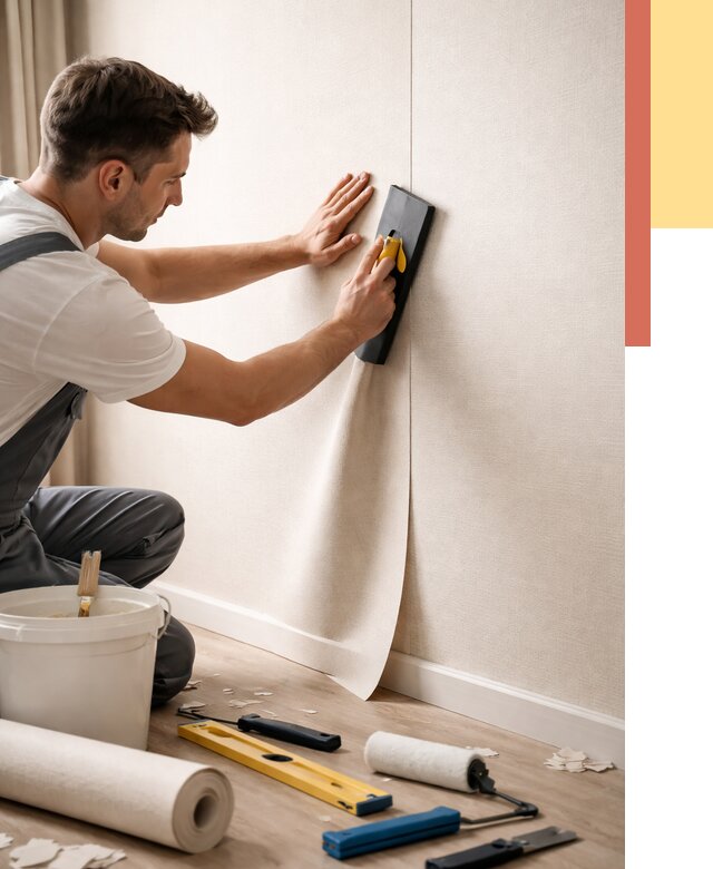 Поклейка виниловых обоев в Новокуйбышевске от 4609 руб. | Быстро и недорого — ОТДЕЛОЧНИК-Нвб