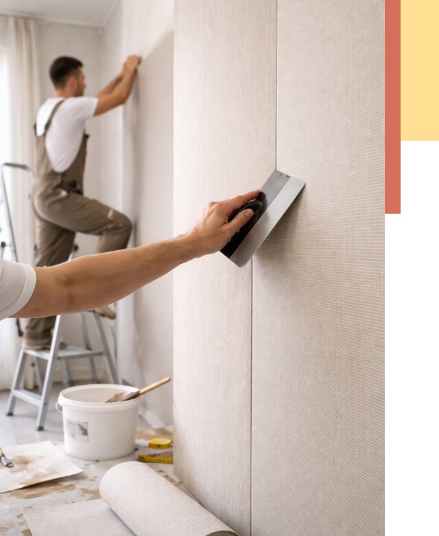 Поклейка текстильных обоев в Новокуйбышевске от 4609 руб. под ключ | ОТДЕЛОЧНИК-Нвб