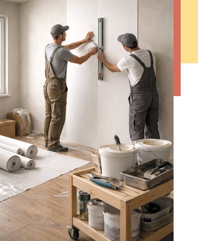 Поклейка стеклообоев в Новокуйбышевске от 6657 руб. за м2 — быстро и недорого | ОТДЕЛОЧНИК-Нвб