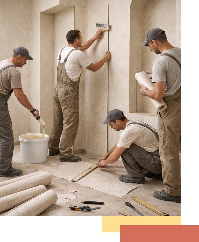 Поклейка обоев на сложные стены и неровные поверхности в Новокуйбышевске