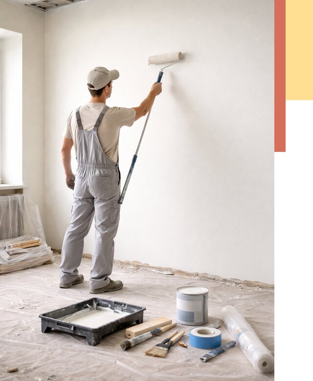 Покраска стен водоэмульсионной краской в Новокуйбышевске от 461 руб. за м² | ОТДЕЛОЧНИК-Нвб