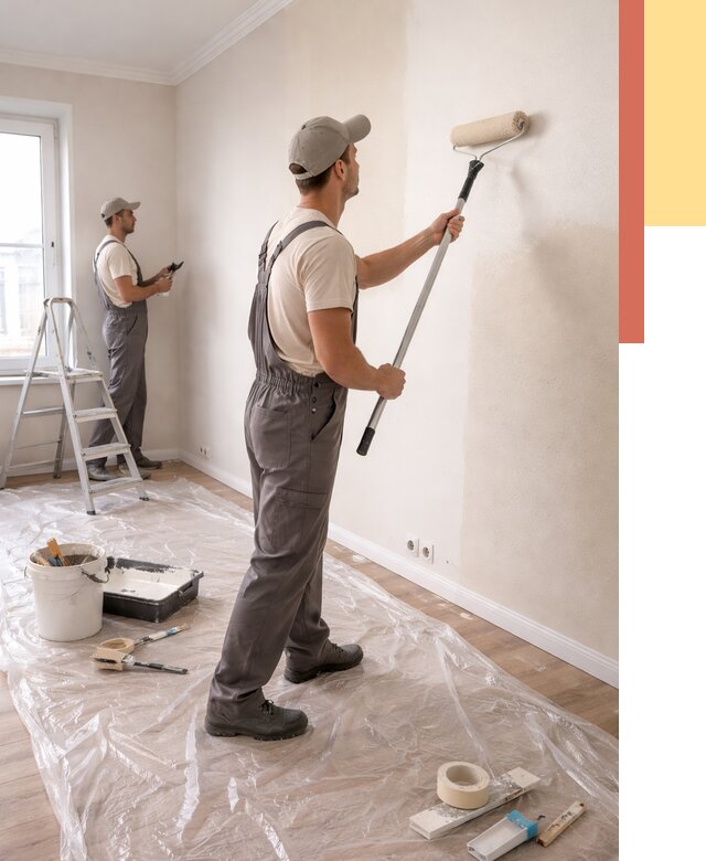 Покраска стен акриловой краской в Новокуйбышевске от 3585 руб./м² — быстро и недорого | ОТДЕЛОЧНИК-Нвб