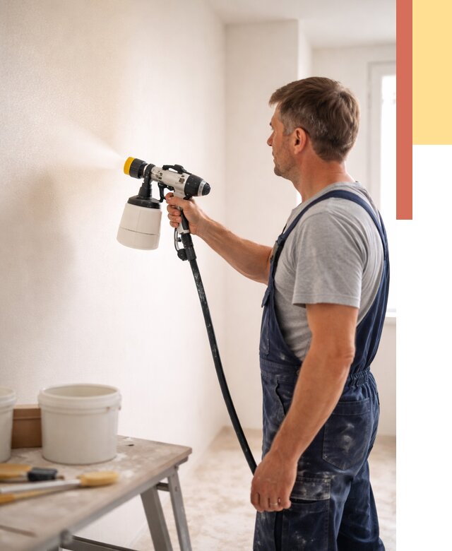 Покраска стен краскопультом в Новокуйбышевске от 7682 руб. — механизированная покраска | ОТДЕЛОЧНИК-Нвб