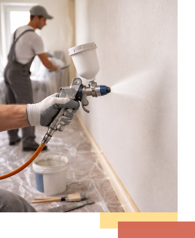 Покраска стен краскопультом в Новокуйбышевске быстро и качественно