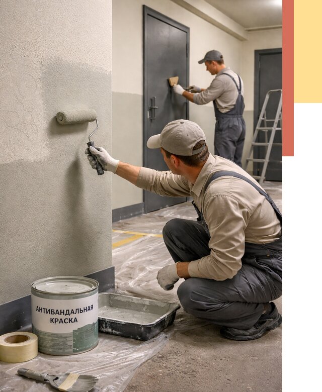 Покраска стен антивандальной краской в Новокуйбышевске от 4609 руб./м² под ключ | ОТДЕЛОЧНИК-Нвб