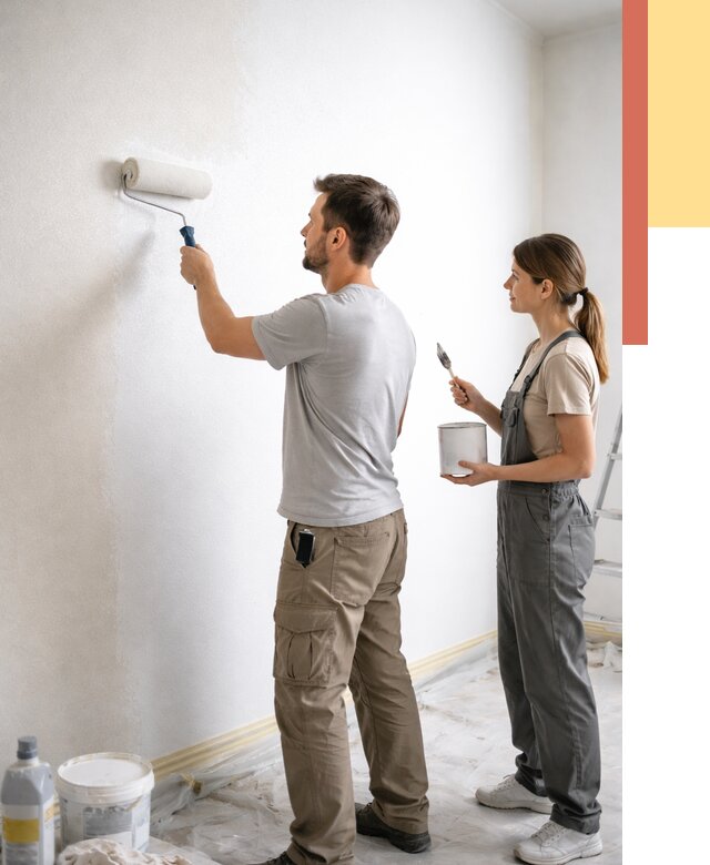 Окраска стен по стеклохолсту в Новокуйбышевске от 4609 руб/м² под ключ | ОТДЕЛОЧНИК-Нвб