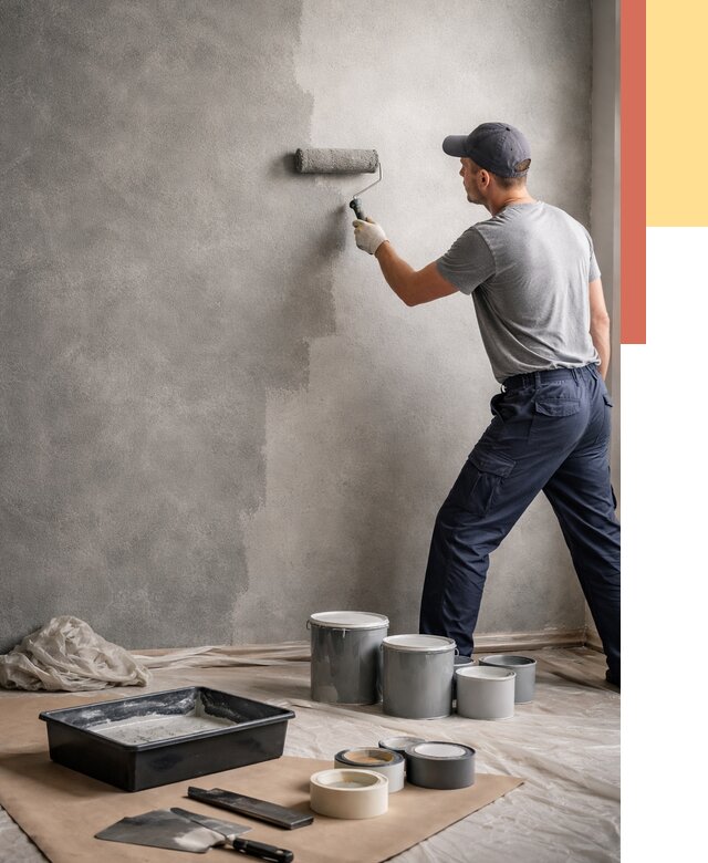 Покраска стен под бетон в Новокуйбышевске от 666 руб. за м2 — быстро и недорого | ОТДЕЛОЧНИК-Нвб