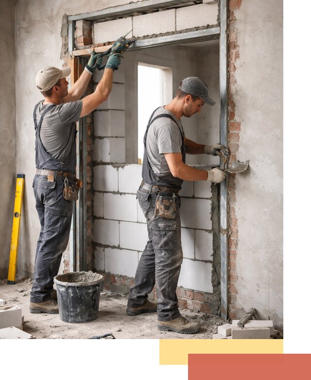 Закладка дверного проема под ключ в Новокуйбышевске: демонтаж, монтаж, отделка