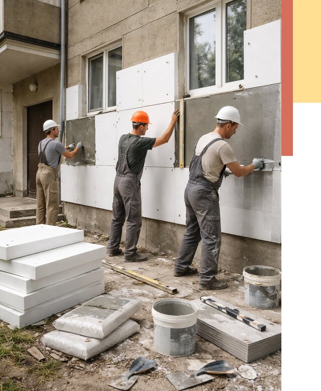 Утепление стен пенопластом в Новокуйбышевске от 1792 руб. — недорого и под ключ | ОТДЕЛОЧНИК-Нвб