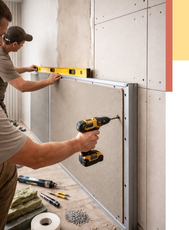 Шумоизоляция стен панелями ЗИПС в Новокуйбышевске от 2253 руб./м² под ключ | ОТДЕЛОЧНИК-Нвб