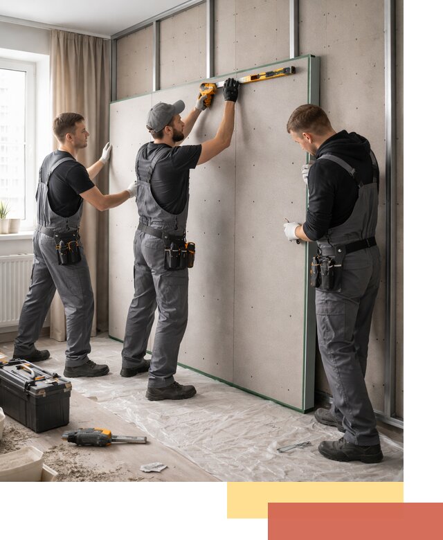 Шумоизоляция стен панелями ЗИПС в Новокуйбышевске для жилых и коммерческих помещений