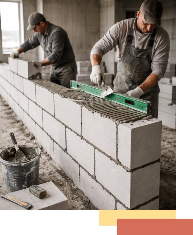 Кладка перегородок из газобетона в Новокуйбышевске быстро и качественно