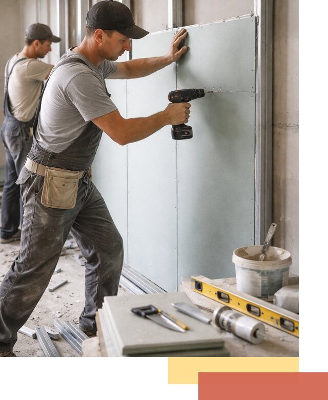 Кладка влагостойких перегородок ПГП в Новокуйбышевске