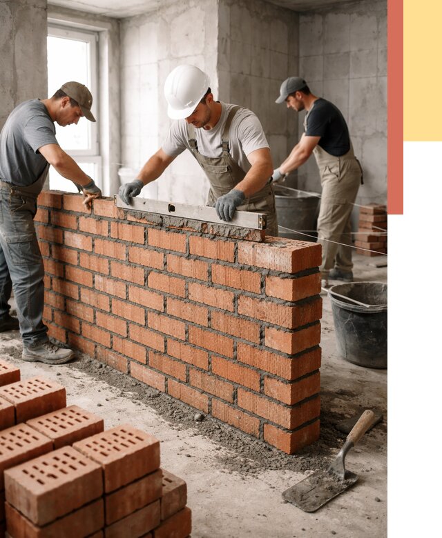 Кладка перегородок из кирпича в Новокуйбышевске от 3585 руб. за м² | ОТДЕЛОЧНИК-Нвб