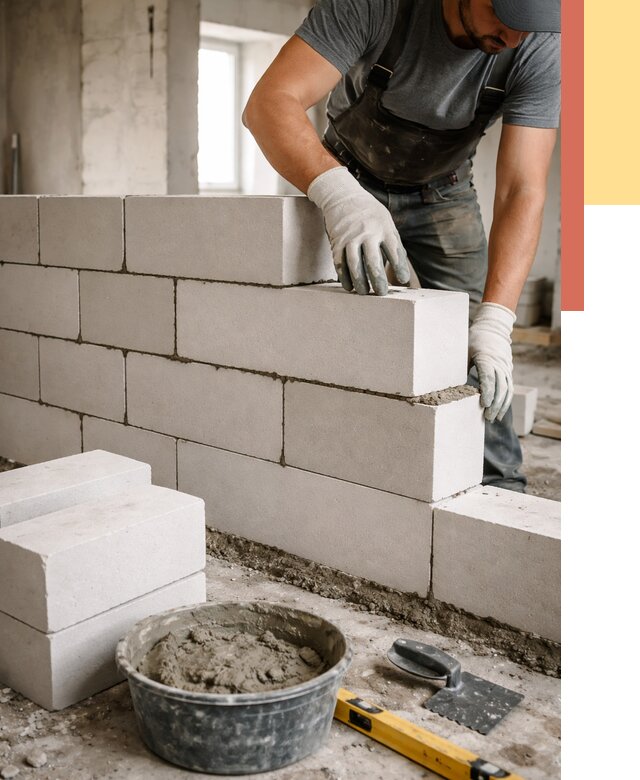 Кладка перегородок из силикатного блока в Новокуйбышевске от 4097 руб. под ключ | ОТДЕЛОЧНИК-Нвб