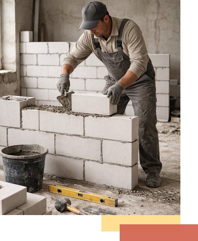 Кладка перегородок из силикатного блока в Новокуйбышевске