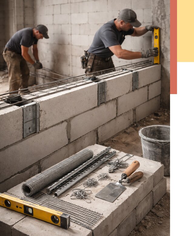 Армирование кладки перегородок в Новокуйбышевске от 768 руб. под ключ | ОТДЕЛОЧНИК-Нвб
