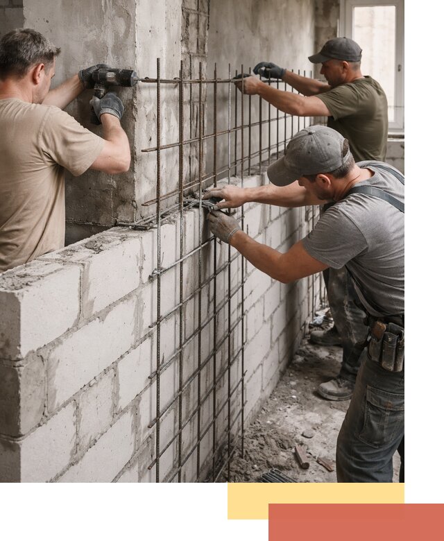 Армирование кладки перегородок в Новокуйбышевске профессионально и надёжно