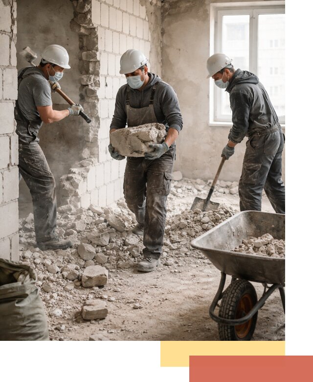 Демонтаж блочных перегородок в Новокуйбышевске быстро и аккуратно