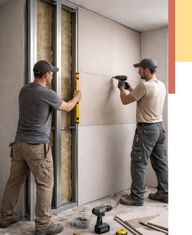 Монтаж двухслойной перегородки из гипсокартона в Новокуйбышевске от 1485 руб. | ОТДЕЛОЧНИК-Нвб