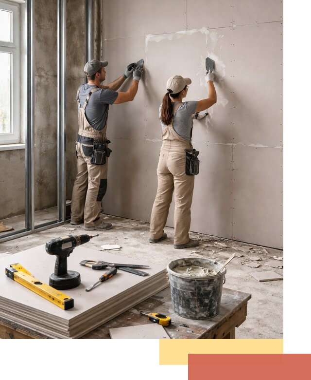 Монтаж двухслойной перегородки из гипсокартона в Новокуйбышевске