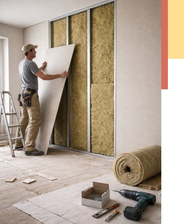 Перегородка из гипсокартона с шумоизоляцией в Новокуйбышевске от 3196 руб. | ОТДЕЛОЧНИК-Нвб