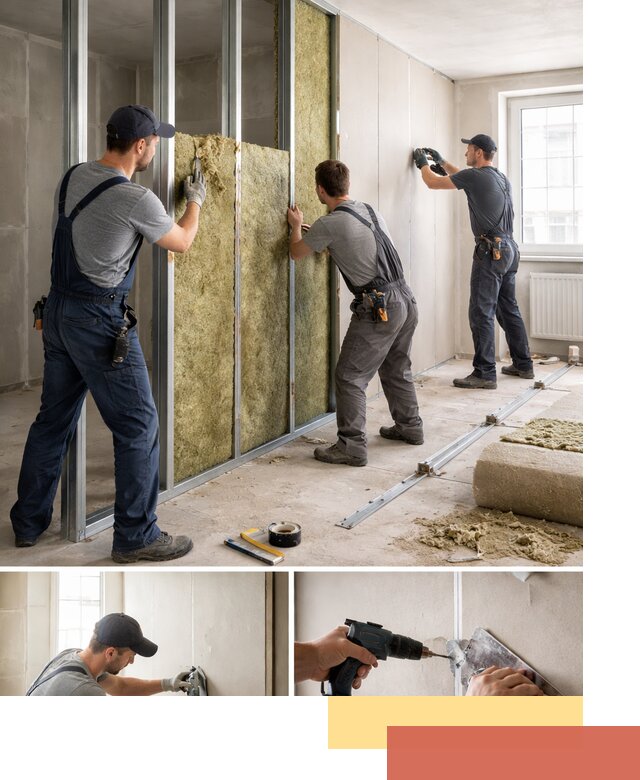 Перегородка из гипсокартона с шумоизоляцией в Новокуйбышевске — монтаж под ключ