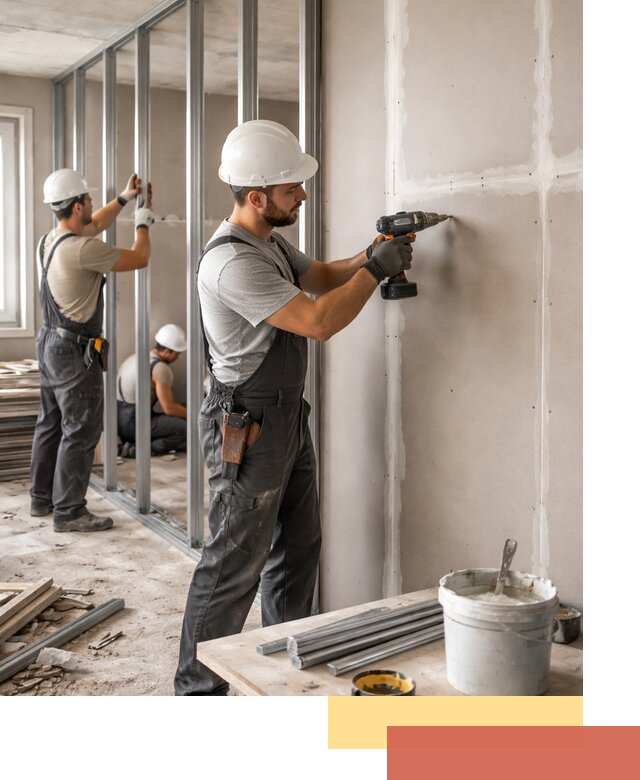 Перегородки из огнестойкого гипсокартона в Новокуйбышевске под ключ