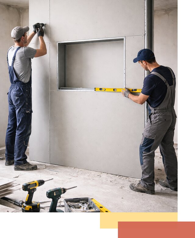 Перегородка из гипсокартона с нишей под декор в Новокуйбышевске