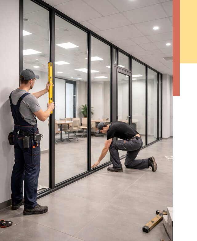 Каркасные стеклянные перегородки в Новокуйбышевске под ключ от 9423 руб. | ОТДЕЛОЧНИК-Нвб